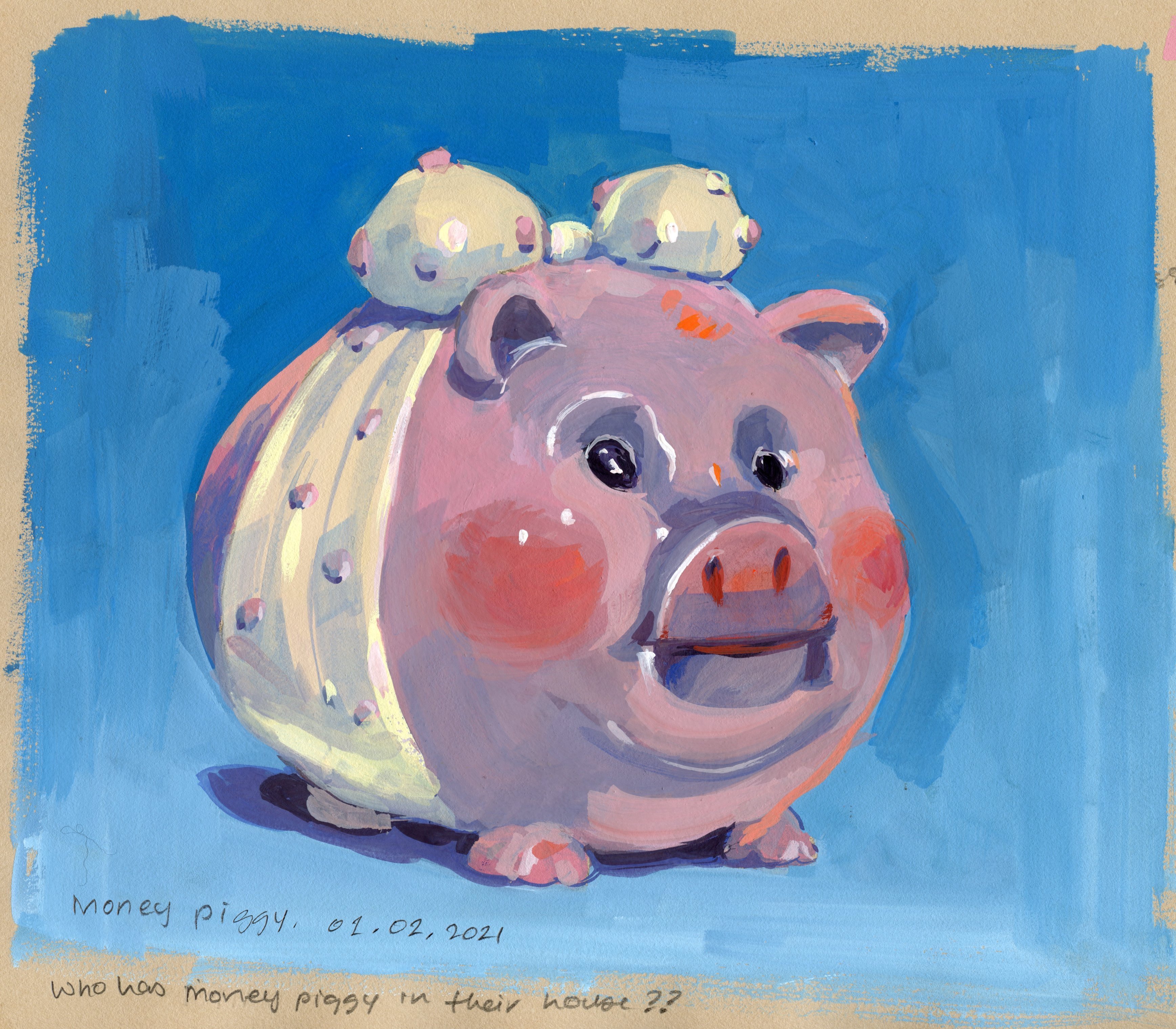 Gouache at home series: Piggy bank